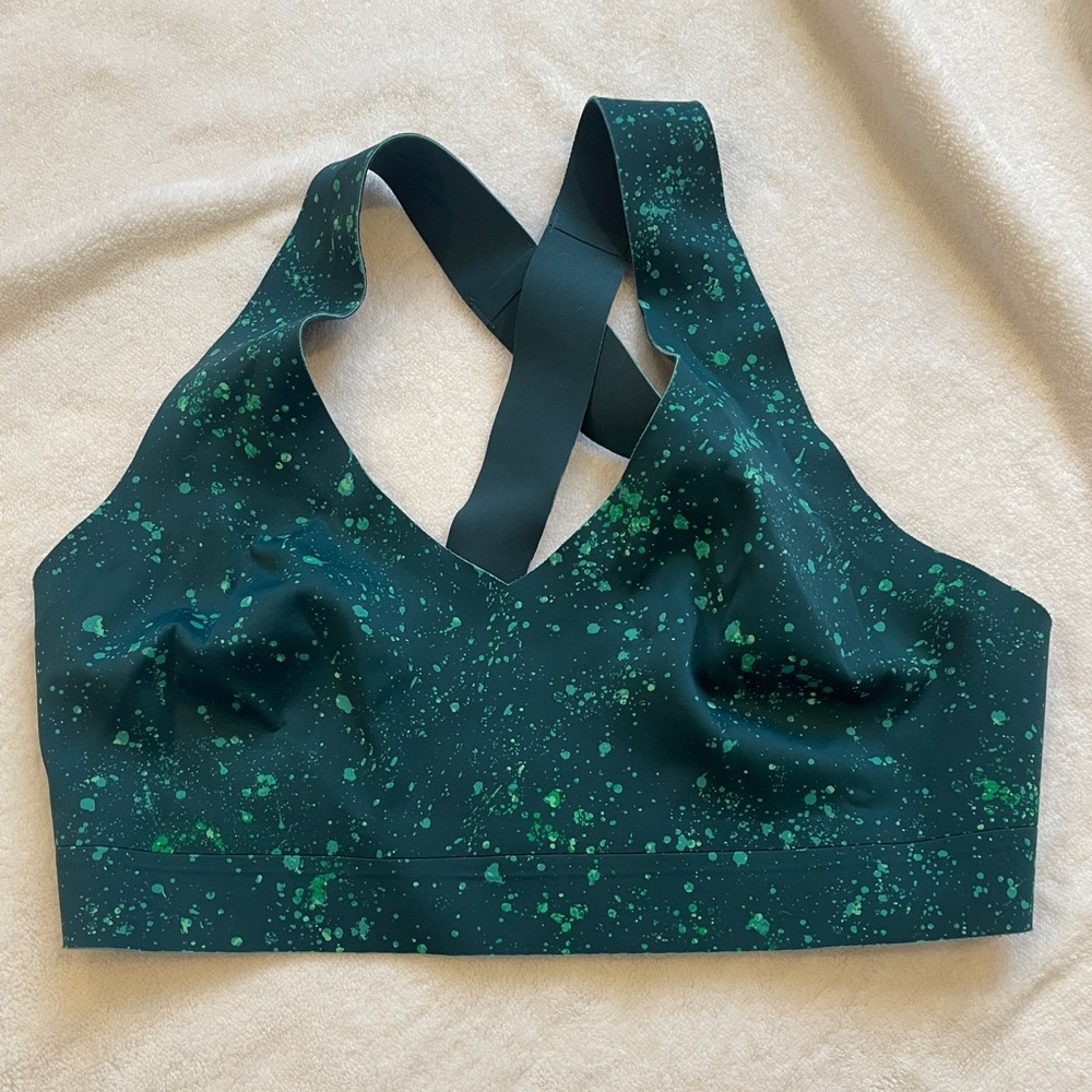 Athleta medium sports bra green running bra